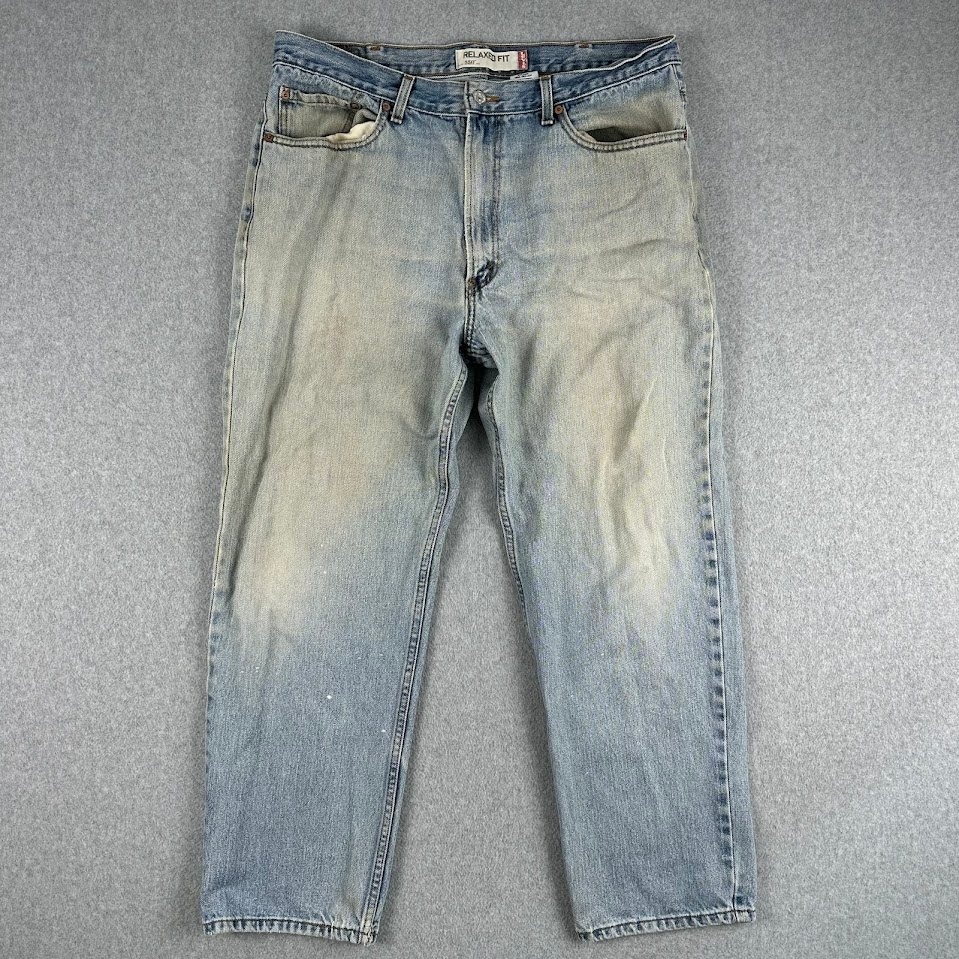 Y2k Levi 550 Relaxed Fit Mens Jeans Blue Denim 36x29 Distressed Rodeo Western